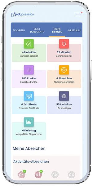 Screenshot of the "My achievements" section in the edupression app